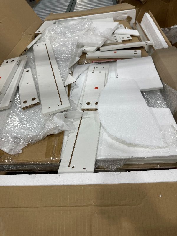 Photo 1 of *** PARTS ONLY *** DWVO Makeup Vanity with LED Mirror and Charging Ports, 10-Drawer Vanity Set with Glass Top, Hair Dryer Holder, 3 Adjustable Light Colors, and Hidden Storage Stool