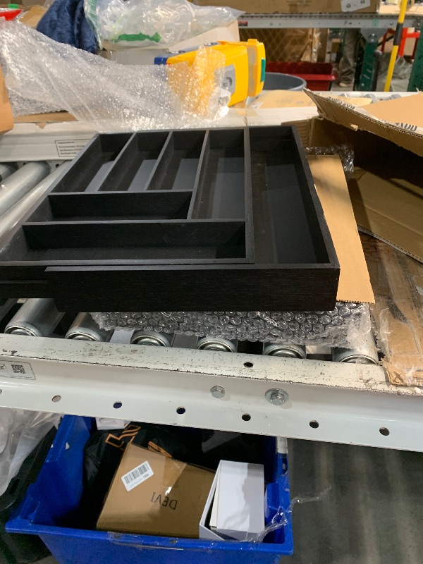 Photo 1 of ***(COLOR IS BLACK/ MINOR DAMAGE/ STOCK PHOT FOR REFERENCE ONLY)***Silverware Organizer Large, Magnetic Connected Expandable 13 Slots Silverware Drawer Organizer From 21 to 37.4 Inches, Adjustable Flatware and Cutlery Holder, Bamboo Utensil Tray for Kitch