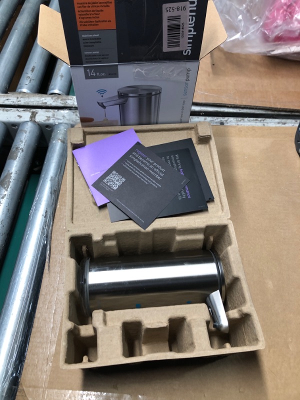 Photo 2 of simplehuman 14 oz. Touch-Free Rechargeable Sensor Liquid Soap Pump Dispenser, Brushed Stainless Steel