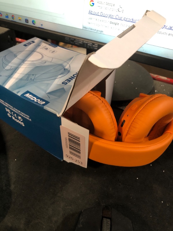 Photo 1 of ***(HEAVILY USED/ MINOR DAMAGE)***MIDOLA Bluetooth Headphones Over Ear 68H Playtime 6 EQ Wireless Headset with Microphone HiFi Stereo Foldable Lightweight Deep Bass for Travel Home Office Cellphone Orange