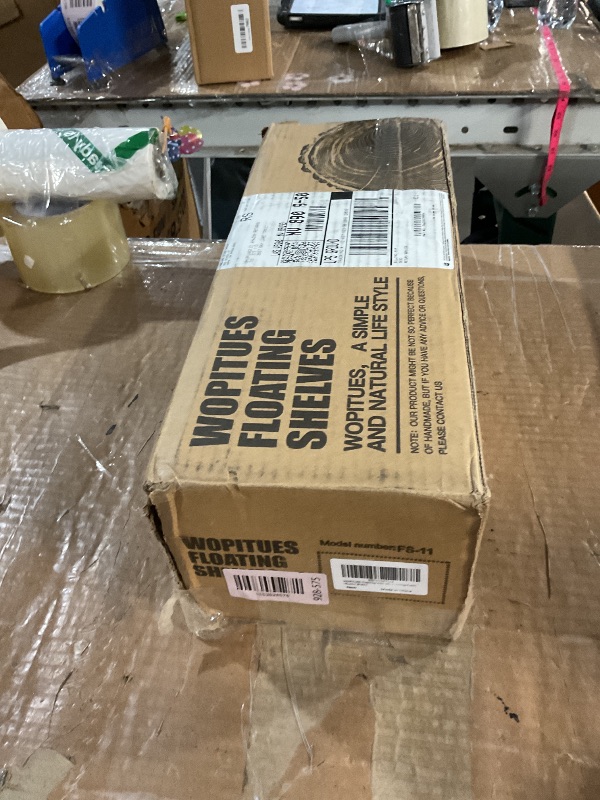 Photo 1 of (MISSING HARDWARE) WOPITUES Wood Floating Shelves Set of 6, Shelves for Wall Decor, Farmhouse Shelf for Bedroom, Bathroom Storage Shelves, Book Shelves for Living Room - Rustic Brown