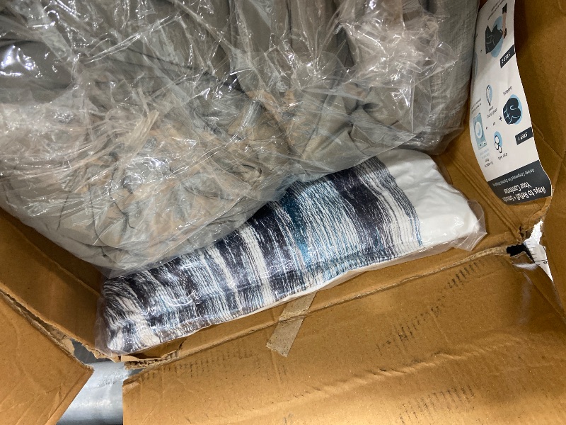 Photo 1 of **STOCK PHOTO IS FOR REFERENCE ONLY**Madison Park Essentials King Comforter Set, Bed in a Bag King, Watercolor Print Coastal Comforter & Chambray Cotton Sheet Set, All Season Bedding Set, Saben, Aqua King (104 in x 92 in) 9 Piece