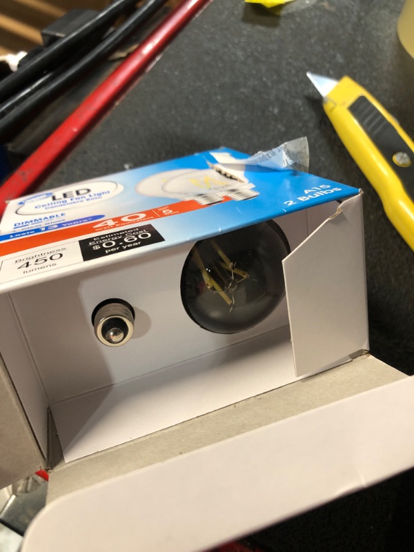 Photo 1 of ***STOCK PHOTO FOR REFERENCE ONLY***GE LED Light Bulbs 450 lumens, Daylight, G16 Globe Bulbs, Clear, Small Base (2 Pack) ceiling fan light 