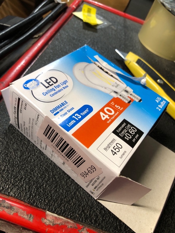 Photo 1 of ***STOCK PHOTO FOR REFERENCE ONLY***GE LED Light Bulbs 450 lumens, Daylight, G16 Globe Bulbs, Clear, Small Base (2 Pack) ceiling fan light 