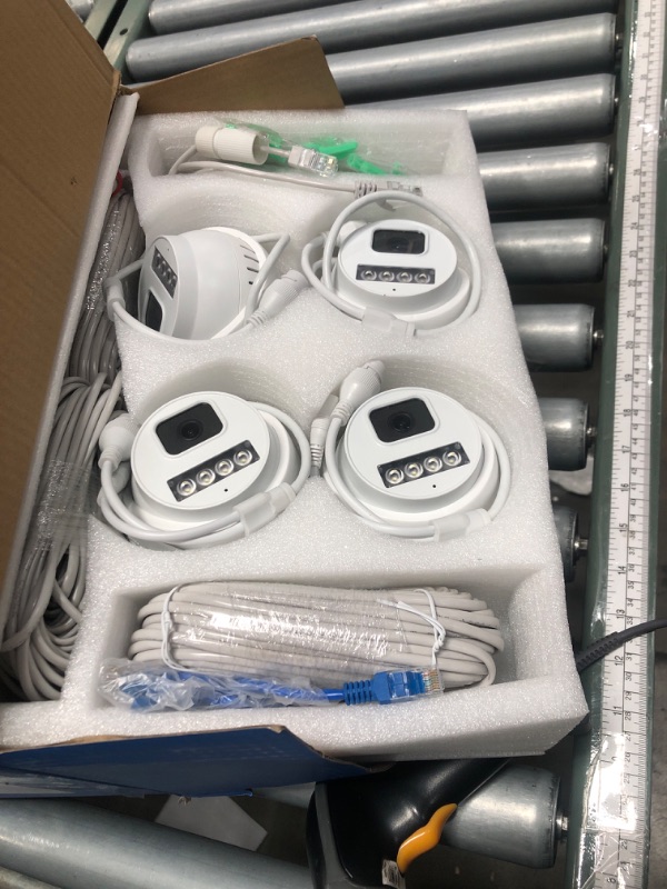 Photo 1 of  Security Camera System, 4pcs 2K PoE Wired Turret Cameras with Human Detection and 2 Way Talk, Color Night Vision, 8MP 4CH NVR with 1TB Hard Drive for 24-7 Local Recording, No Subscription