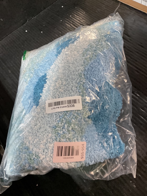 Photo 1 of ***(heavily used/ minor damage)***DyeFury Blue Ocean Wave Bath Mat, Cute Funky Bathroom Rugs for Coastal Beach Nautical Themed Decor, Non-Slip Washable Accent Rug for Bedroom Kitchen, Trendy Tufted Shower Mats 31"x 21"