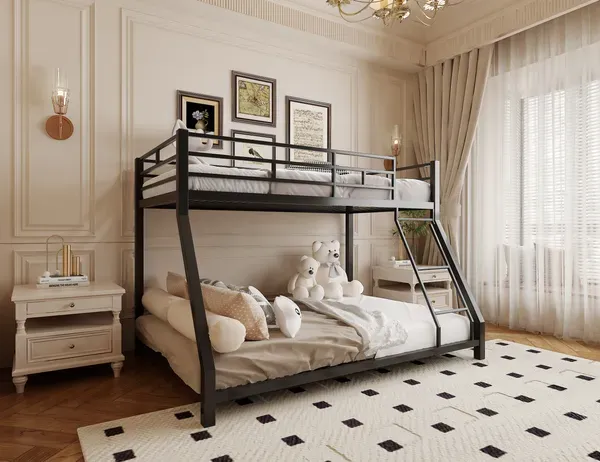 Photo 1 of ***(USED/UNKNOWN IF MISSING ITEMS)***Metal Twin XL Full Bunk bed for Kids and Adults