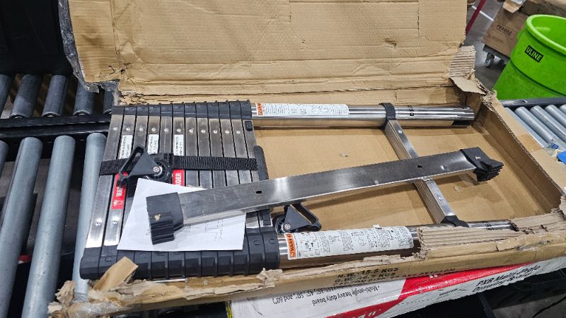 Photo 1 of ***PARTS ONLY***DEZEX 16.5 FT Telescoping Ladders Stainless Steel Telescopic Ladder - Multi-Button Retraction Collapsible Ladder for Home,RV,Loft, Lasts 375 LBS with 2 Triangle Stabilizers,Balance Bar and Wheels