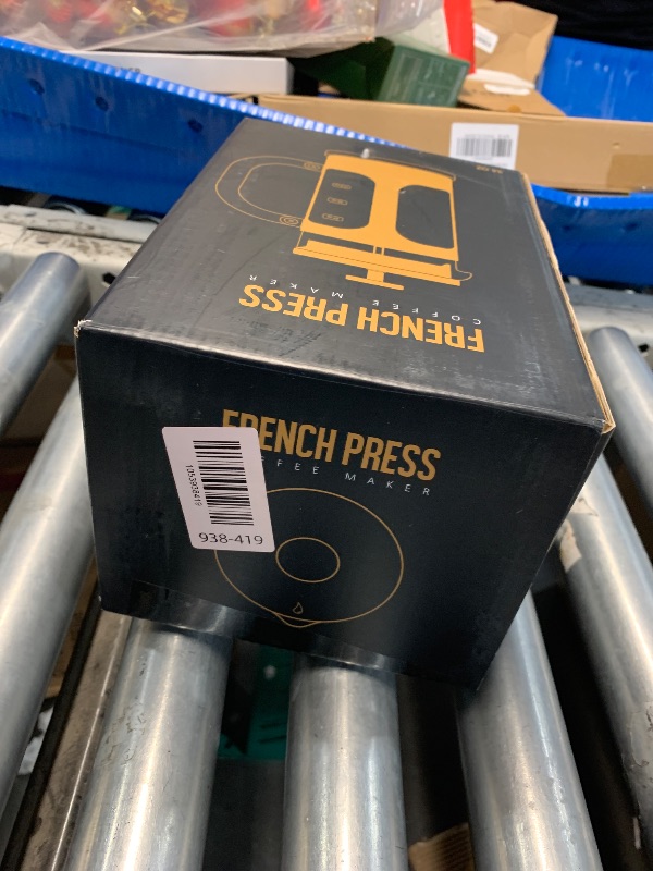 Photo 1 of (USED/FAIR) BAYKA French Press Coffee Maker, Large 304 Stainless Steel Coffee Press, Cold Brew Heat Resistant Thickened Borosilicate Coffee Pot for Camping Travel Gifts, 34 Ounce, Dark Pewter