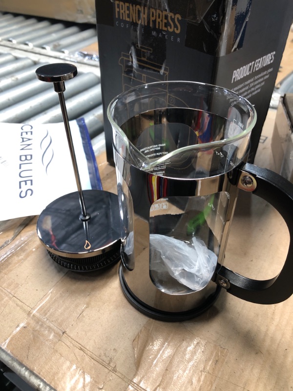 Photo 1 of (USED/FAIR) BAYKA French Press Coffee Maker, Large 304 Stainless Steel Coffee Press, Cold Brew Heat Resistant Thickened Borosilicate Coffee Pot for Camping Travel Gifts, 34 Ounce, Dark Pewter