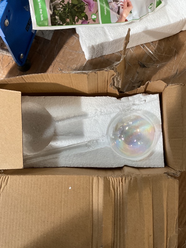 Photo 1 of [2 PCS] Light Iridescent Rainbow Gradient Color Clear Glass Self-Watering System Spikes, Automatic Plant Waterer Bulbs