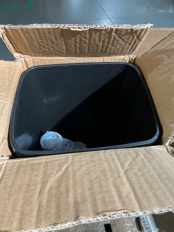 Photo 1 of (PARTIAL SET) (MISSING LIDS) (USED/FAIR) KSSKSS 3 Pack Bathroom Small Trash Can with Lid, 2.6 Gallon Slim Garbage Bin with Pop-Up Lid, 10L Plastic Wastebasket for Bedroom, Office, Kitchen, Toilet (Matte Black)
