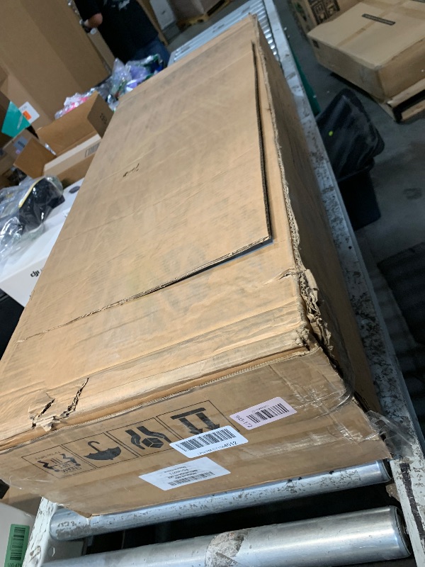 Photo 1 of **MISSING DOORS**
Tribesigns Shoe Cabinet with Doors, 7-Tier Shoe Storage Cabinet with Adjustable Shelves, Wooden Shoes Rack Shoe Storage Organizer for Entryway, Hallway, Closet, Living Room, Wood and Gold