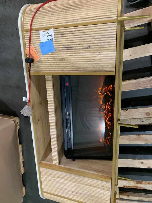 Photo 1 of *** TRUCK OR TRAILER PICK UP ONLY***
OKD Luxury 70" Fluted Fireplace TV Stand, Modern Chic Entertainment Center for TVs Up to 80 inches, TV Console with Faux Marble Top, Curved Profile Design, Media Console for Living Room, Natural Oak