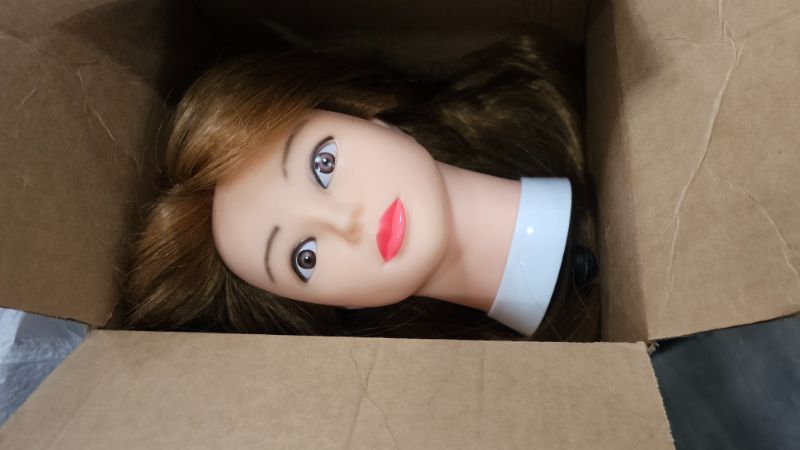 Photo 1 of *USED MISSING ALL ACCESSORIES*Mannequin Head with 80% Human Hair Straight 26"-28" Doll Head with Hair Cosmetology Mannequin Head Human Hair for Hairdresse (27#yellow)