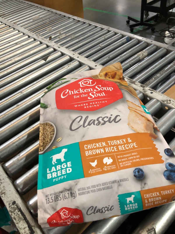 Photo 1 of (EXP 3/26/26)Chicken Soup for the Soul All Natural Premium Large Breed Dry Puppy Food, Real Meat First Ingredient, Supports Brain Development & Strong Bones & Teeth, Chicken, Turkey & Brown Rice, 13.5lb