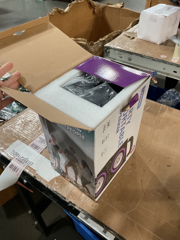 Photo 1 of (MISSING POWER CORD) (UNTESTED) TPyesss Bluetooth Speakers, 80W(Peak) Wireless TWS Portable Bluetooth Speaker, Beat-Driven Lights, 100dB Loud Stereo Speaker with BassUp, Speakers with Subwoofer for Outdoor, Party, Camping