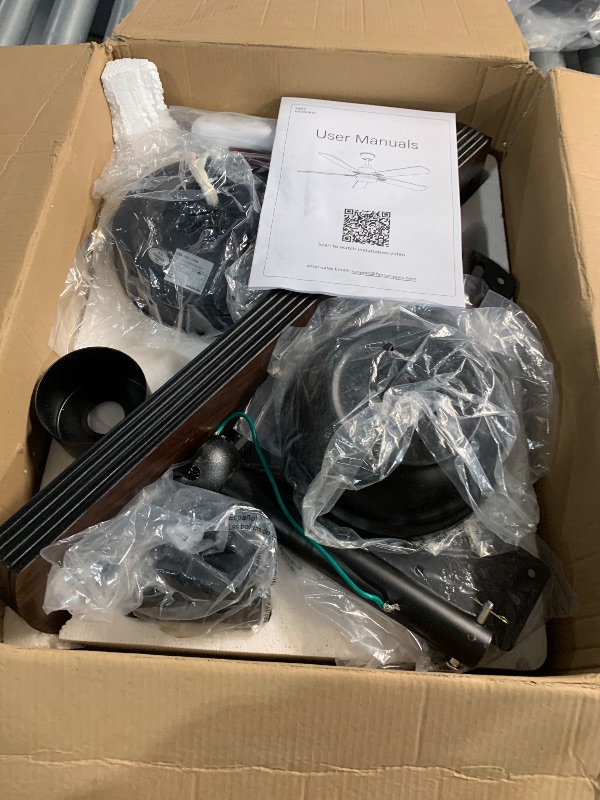 Photo 1 of ***(MISSING SOME HARDWARE)***ZMISHIBO 52" Ceiling Fans with Lights, Black Modern Ceiling Fan with Remote, Farmhouse Indoor Ceiling Fan with Dual Finish Blades, Quiet & Strong Motor, Bright LED Light.