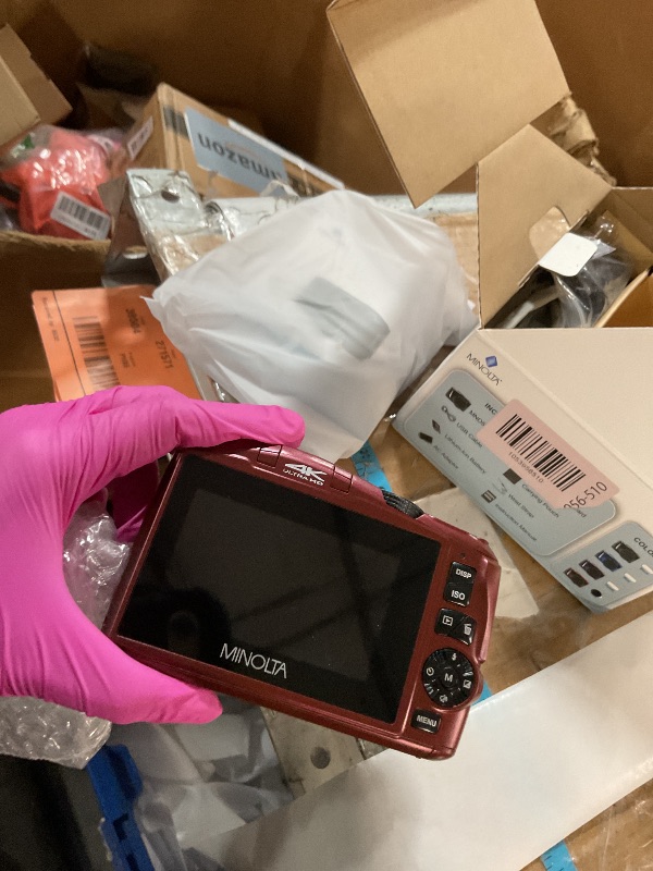 Photo 1 of (missing pieces) Minolta 48MP Digital Camera – 4K Ultra HD Video, 16X Digital Zoom, 3.0” LCD Screen, Anti-Shake, Time Lapse, Face Detection, Color Filters, Scene Modes, 32GB Card (Purple)