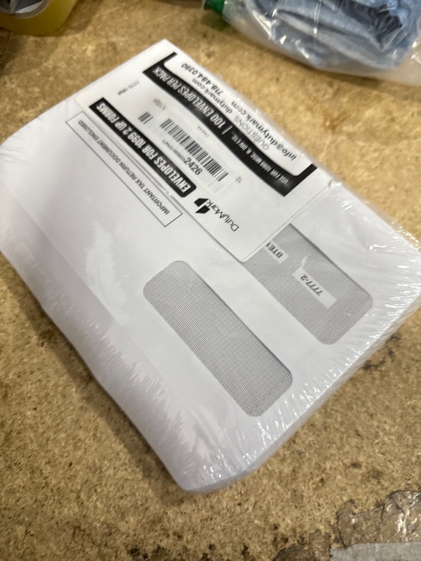 Photo 1 of 100 Tax 1099 Envelopes Self-Seal For 1099 MISC, 1099-R & DIV - INT, 1095, 1098, Double-Window Security tinded, For Quickbooks or Tax Software - 5 5/8 Inch x 9 Inch, 100 Envelopes