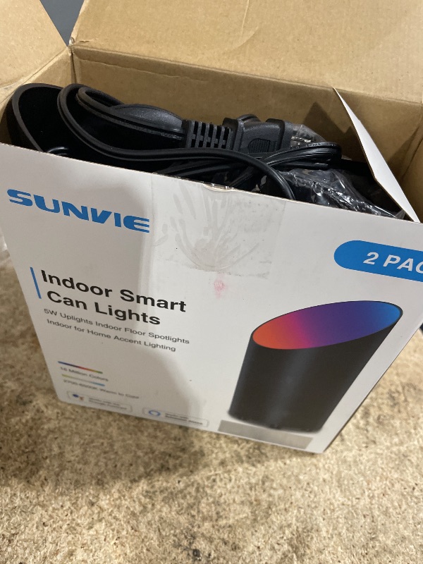 Photo 1 of SUNVIE 2 Pack Smart Floor Can Light 5W RGBW Color Changing Uplighting Indoor Uplights 2700K-6500K Up Lights Indoor Floor Spotlight for Plant Corner Wall Artwork, APP Control Alexa & Google Home, Black