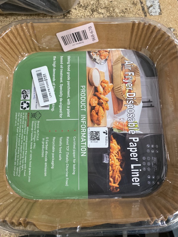 Photo 1 of 10 Inch Largest Square Air Fryer Disposable Paper Liner, XXL 100Pcs Air Fryer Parchment Liners for 8QT or Bigger Air Fryer, Non-stick, Food Grade Baking Paper for Frying, Roasting and Microwave