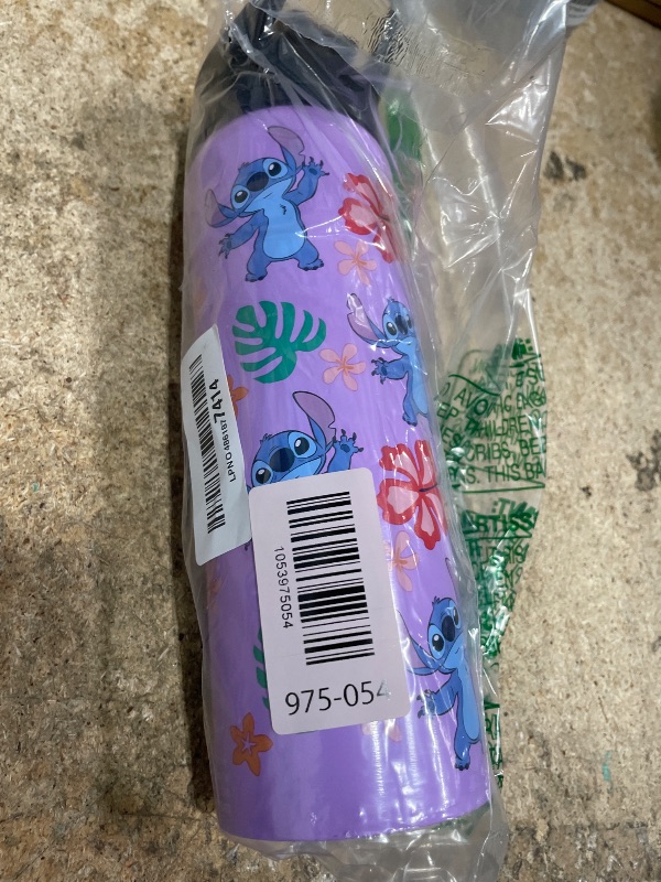 Photo 1 of **broken seal** Silver Buffalo Disney Lilo and Stitch Tropical Sitting Stitch Double Walled Stainless Steel Water Bottle, 25 Ounces