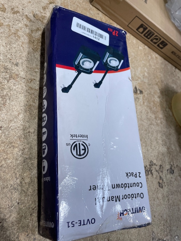 Photo 1 of 24 Hour Outdoor Mechanical Timer Switch with Two Ground Outlets, Variable On/Off Setting Every 30 Minutes, 48 Pin Setting Dial, Up to 24 Events Per Day,ETL Listed,Black