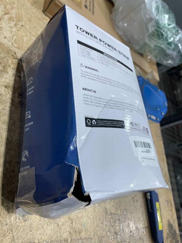 Photo 1 of ?10ft? Power Strip Tower JACKYLED Surge Protector Electric Charging Station with 13A 12 Outlets 6 USB Ports Heavy Duty Extension Cord for Home Office Computer Nightstand Laptop Phone White Black