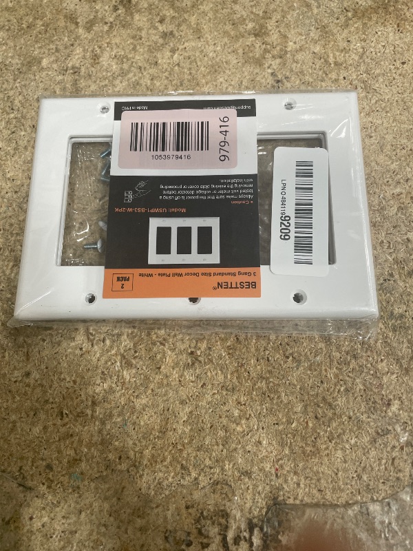 Photo 1 of [2 Pack] BESTTEN 3-Gang Decorator Wall Plate, GFCI Outlet and Dimmer Switch Cover with 3 Decorator Openings, Standard Size, H4.53” x L6.38”, Unbreakable Polycarbonate, UL Listed, White