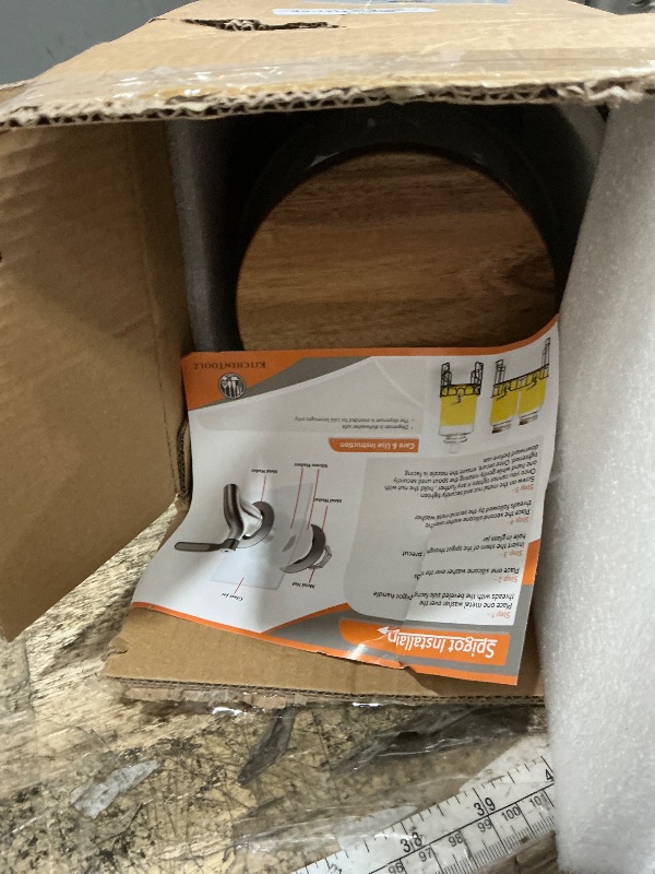 Photo 1 of 1 Gallon Glass Water & Lemonade Dispenser with Wooden Lid & Stand – Mason Jar Beverage Dispenser with Stainless Steel Spigot, Measurement Marks – Drink Server for Parties, Events, Home Use