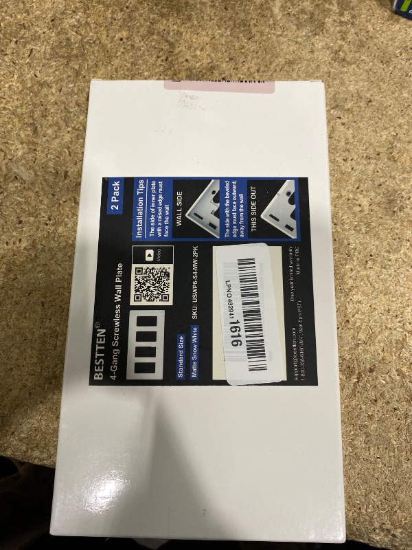Photo 1 of (2 Pack) BESTTEN USWP6 Matte Snow White 4-Gang Screwless Wall Plate, Decorator Outlet Cover, for Light Switch, Dimmer, USB, GFCI, Receptacle, H4.69” x W8.35”
