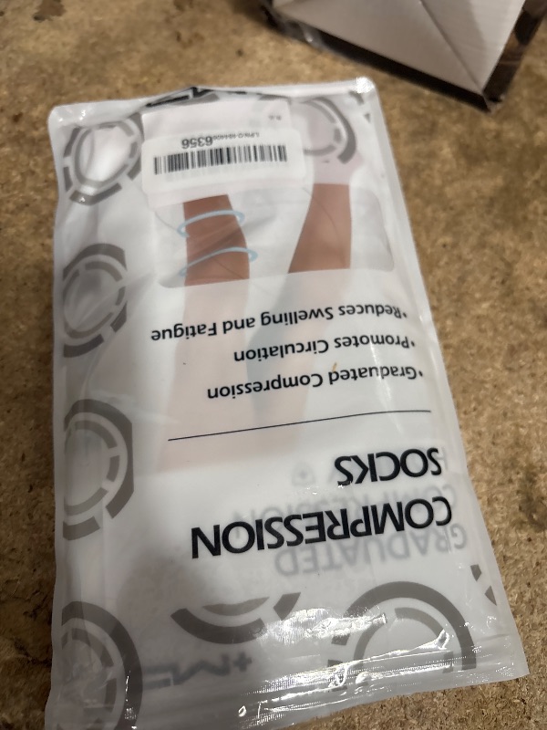 Photo 1 of +MD 2 Pairs Compression Socks for Women & Men Medical Grade 20-30 mmHg, Open-Toe knee High Stocking, Support for edema, Varicose Veins, Nude/ Black, Medium