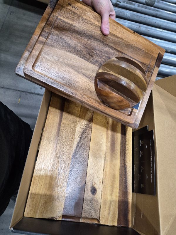 Photo 1 of ** See notes ** SMIRLY Walnut Wood Cutting Boards for Kitchen, Set of 3 with Holder Large - Small, Walnut Wooden Cutting Board Set with Deep Juice Grooves, Non Toxic Serving Tray, Perfect Mother's Day Gifts