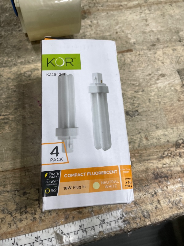 Photo 1 of (4-Pack) 18W CFL Plug-in Bulbs – G24d-2 Base, 2-Pin, 3500K Neutral White – Compatible with Select Sylvania, GE, Philips Models