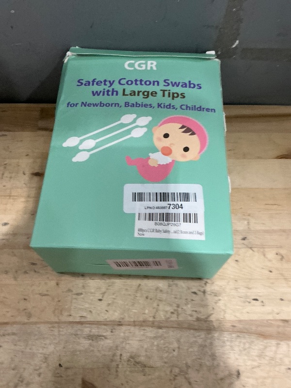 Photo 1 of  CGR Baby Safety Cotton Swabs with Large Tips for Newborn, Babies, Kids, Children, 100% Organic Cotton, White Paper Sticks, 5 Pack of 80 Swabs Total(2 Boxes and 3 Bags)