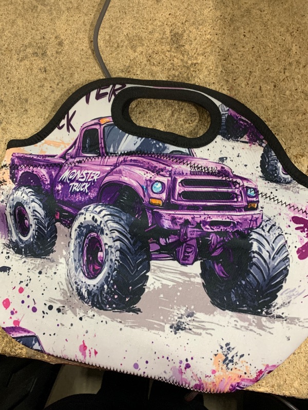 Photo 1 of ******reference photos *****PrelerDIY Colorful Monster Trucks Lunch Box - Insulated Lunch Bags for Boys/Girls/Women/Men Detachable Handle Lunchbox Meal Tote Bag