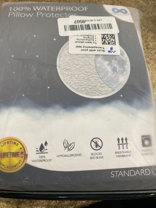 Photo 1 of 100% Stain Resistant & Waterproof Standard Size Pillow Protectors with Zipper Set of 2 - Bed Bug & Dust Mite Proof White Pillowcases - Breathable, Comfortable Covers for Pillows, 21 x 27 Inches