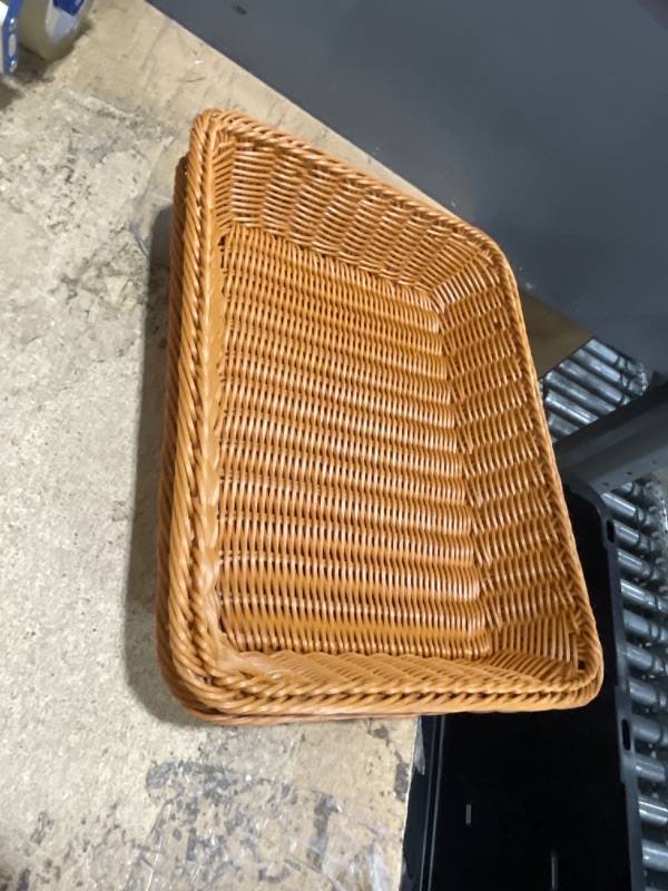 Photo 1 of 3 PCS 16 Inch Wicker Bread Basket, Woven Serving Basket, Tabletop Food Serving Basket for Restaurant, Bakery, Family Party, Hotel Serving, Fruits, Vegetables and Snacks, Brown, by GNIEMCKIN