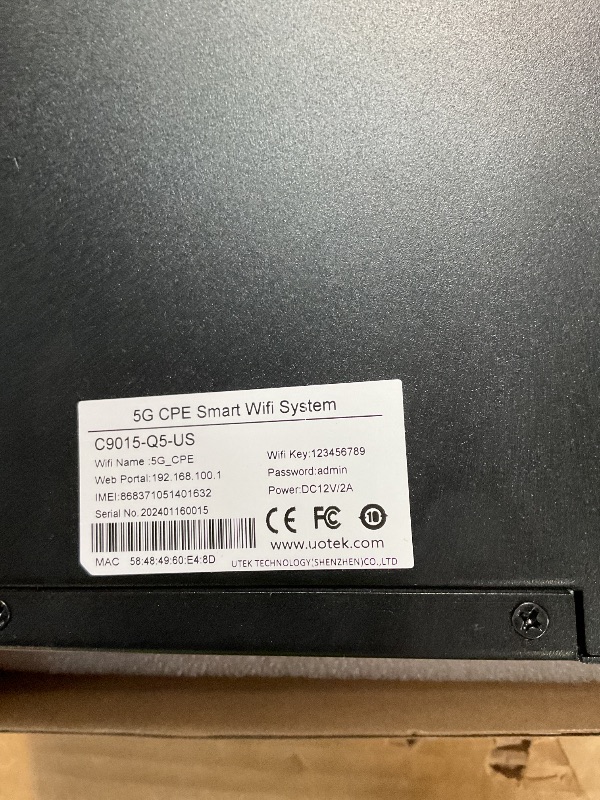 Photo 1 of ***SCRATCHED****UOTEK 5G SIM Card Router CPE, WiFi 6 5G Cellular Modem Dual Band NSA SA with SIM Card Slot for Smarthome Office Indoor High Speeed Wireless Router