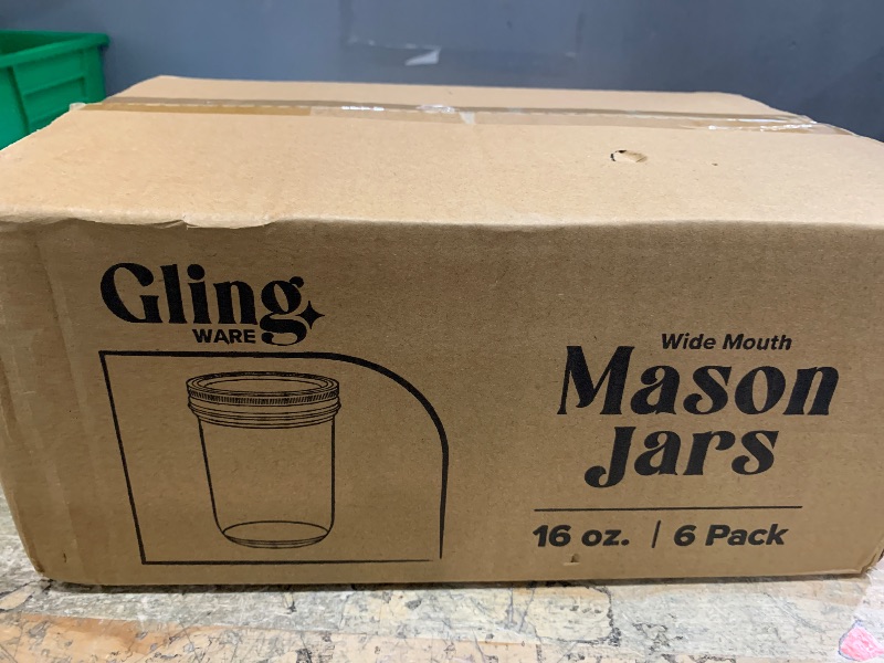 View 2 of [ 6 Pack] 16 oz. Wide-Mouth Glass Mason Jars with Metal Airtight Lids and Bands for 1 Pint Canning, Preserving, & Meal Prep