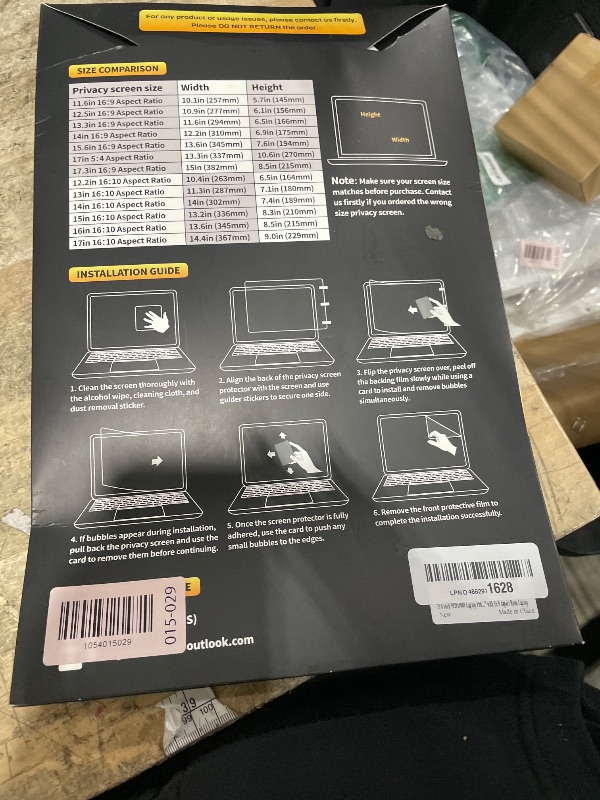 Photo 1 of 15.6 Inch 1920x1080 Laptop Privacy Screen Filter, Anti Blue Light Glare & Anti Scratch Computer Privacy Shield for 15.6" with 16:9 Aspect Ratio Laptop