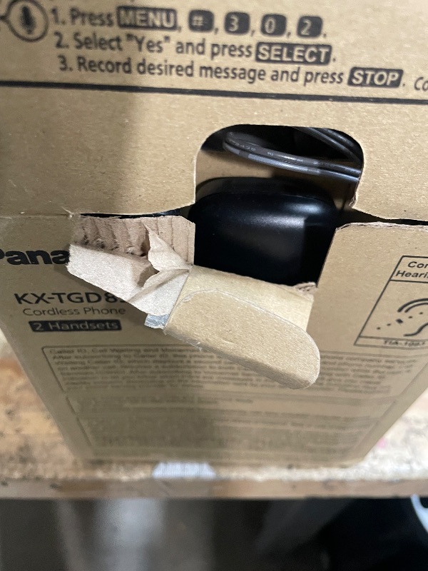 Photo 1 of ***************MISSING 1 POWER CORD**************
Panasonic Cordless Phone with Answering Machine, Advanced Call Block, Bilingual Caller ID and High-Contrast Display, Expandable System with 2 Handset Cordless Telephones - KX-TGD832M (Metallic Black)