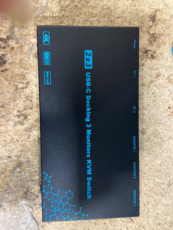 Photo 1 of 2 Laptops 3 Monitors KVM Switch 2 Port MST Dual USB-C Docking KVM Switches Triple Monitor Support Max 10Gbps USB Transfer Dual 4K@60Hz & One 1080P@60Hz Video Output, 100W PD Charging