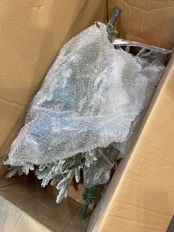 Photo 1 of *Missing Parts! - See clerk notes*
Puleo International 4.5ft Pre-Lit Potted Flocked Arctic Fir Christmas Tree with 70 Clear Lights, 419 Realistic Dense Branch Tips, Easy Setup Artificial Trees with Sturdy Metal Stand