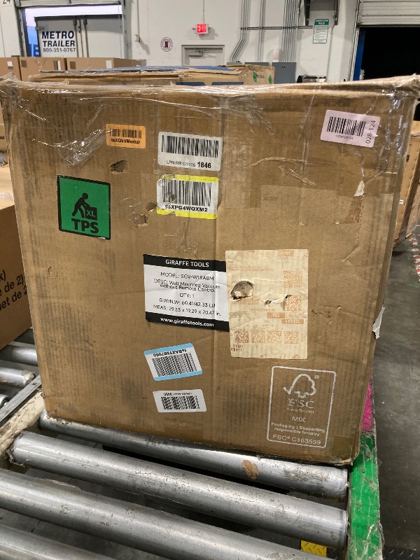 Photo 1 of **USED**Giraffe Tools Grandstorm Retractable Vacuum Cleaner with 30 FT Hose Wall Mounted, Wet Dry Vacuum Cleaner with 6 Nozzles for Car Detailing Normal Version, Grey ?No Remote Control Function?