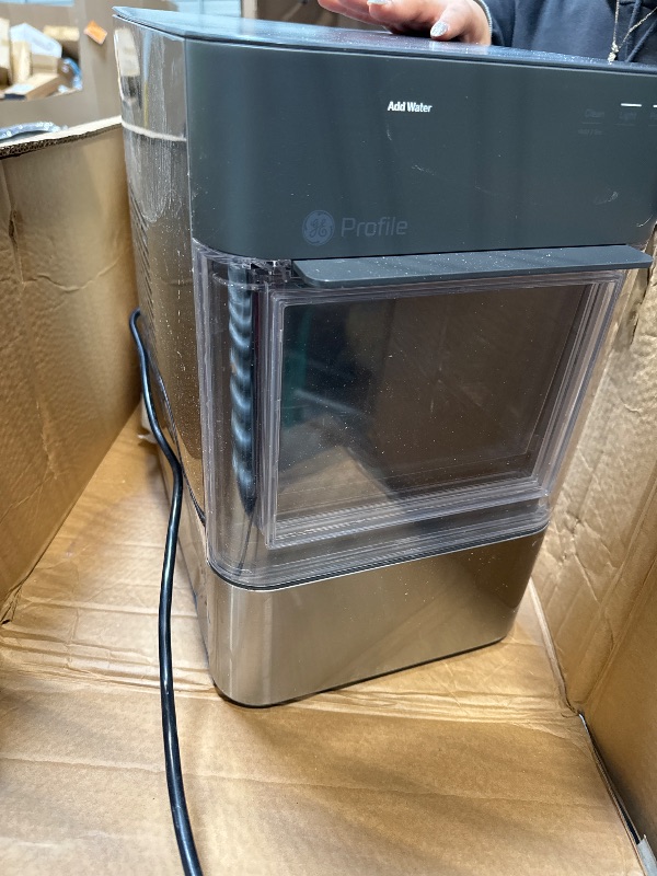 Photo 1 of ** VERY USED / TESTED FUNCTIONA MISSING WATER TANK / A HAVE DENT  / TURNS ON PERFECTLY ****** Profile Opal 2.0 XL with 1 Gallon Tank, Chewable Crunchable Countertop Nugget Ice Maker, Scoop included, 38 lbs in 24 hours, Pellet Ice Machine with WiFi & Smart