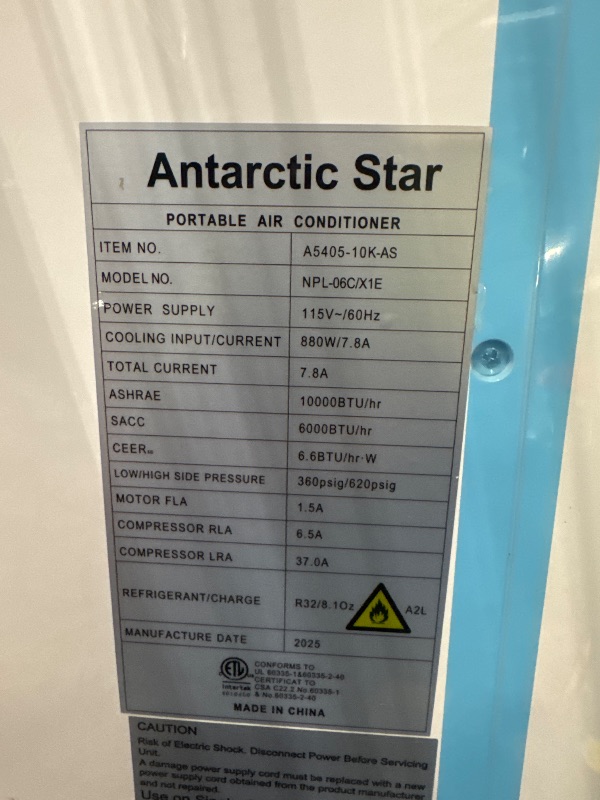 Photo 1 of ***** TURNS ON PERFECTLY******* Antarctic Star 10000 BTU Portable Air Conditioner, 3 in 1 Free Standing Cooling AC Unit with Fan & Dehumidifier & Cools, Sleep Mode, 24H Timer, for Home/Kitchen/Office