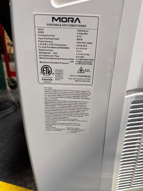 Photo 1 of ****** TURNS ON PERFECTLY / COOLS QUICKLY******* Mora Mora by Hisense Smart 7,000 BTU (DOE), 10,300 BTU (ASHRAE), 300 SF Portable AC, 3 Operating Modes (Cool, Dry, Fan), Remote and Window Vent Installation Kit Included, Goole Home & Alexa Support