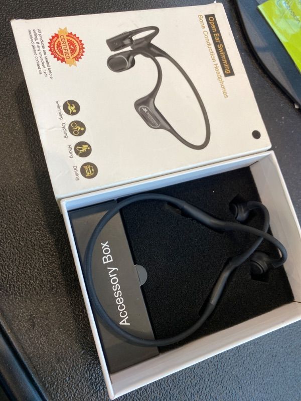 Photo 1 of **UNTESTED**
RR SPORTS Bone Conduction Bluetooth Headphones-SwimBeats,IP68 Waterproof Swimming Headphones with 32GB MP3 Player, Lightweight Open Ear Design for Swimming/Surfing/Marathon/Cycling(Black)